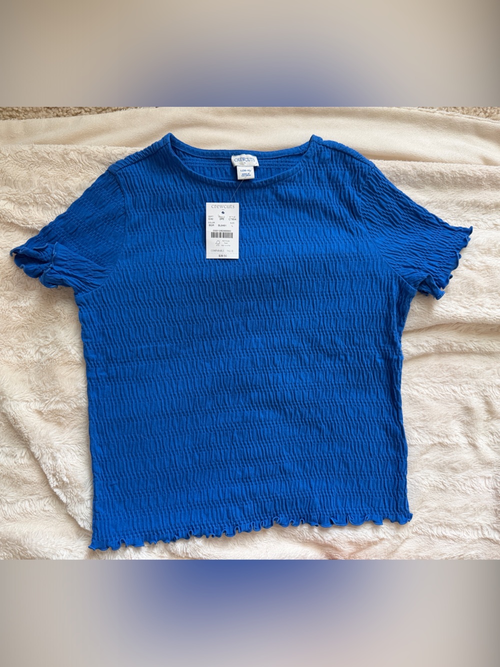 Crewcuts Girls' short-sleeve smocked tee Royal Blue